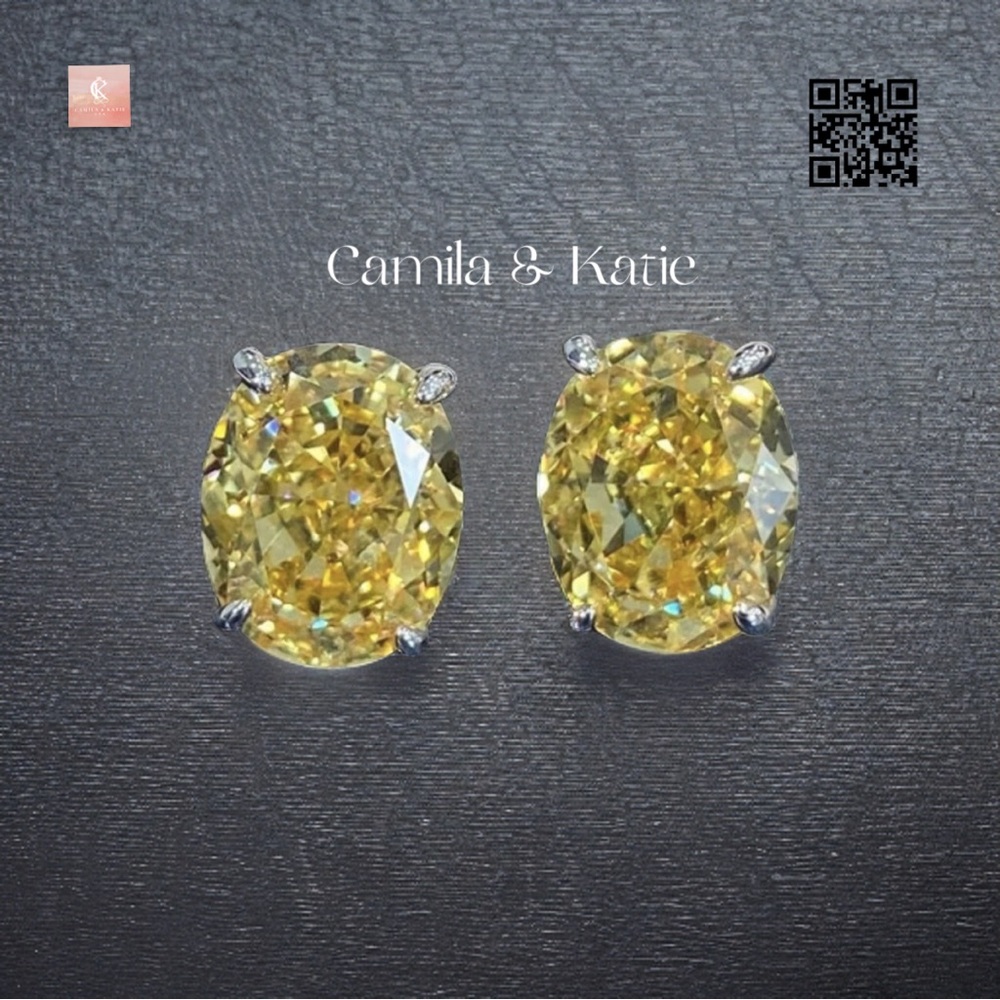 2 carats Fancy Yellow Lab Diamond Earrings - lab diamond earrings
